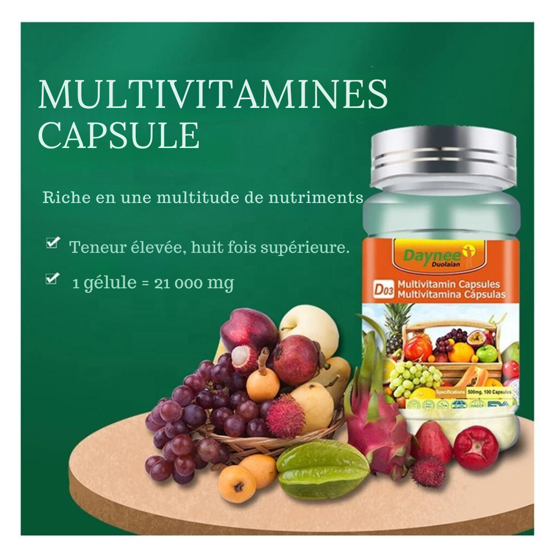 Complément alimentaire : Capsules de multivitamines naturelles diététiques végétaliennes pour stimuler l'immunité