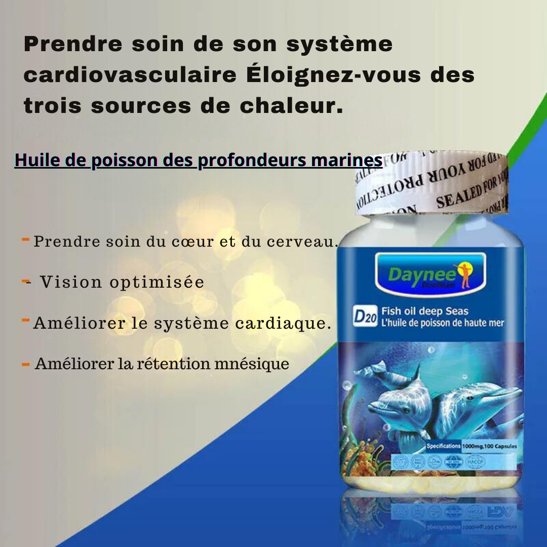 Complément alimentaire : Capsules d'huile de poisson des mers profondes pour cœur