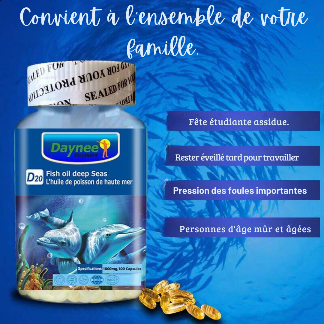 Complément alimentaire : Capsules d'huile de poisson des mers profondes pour cœur