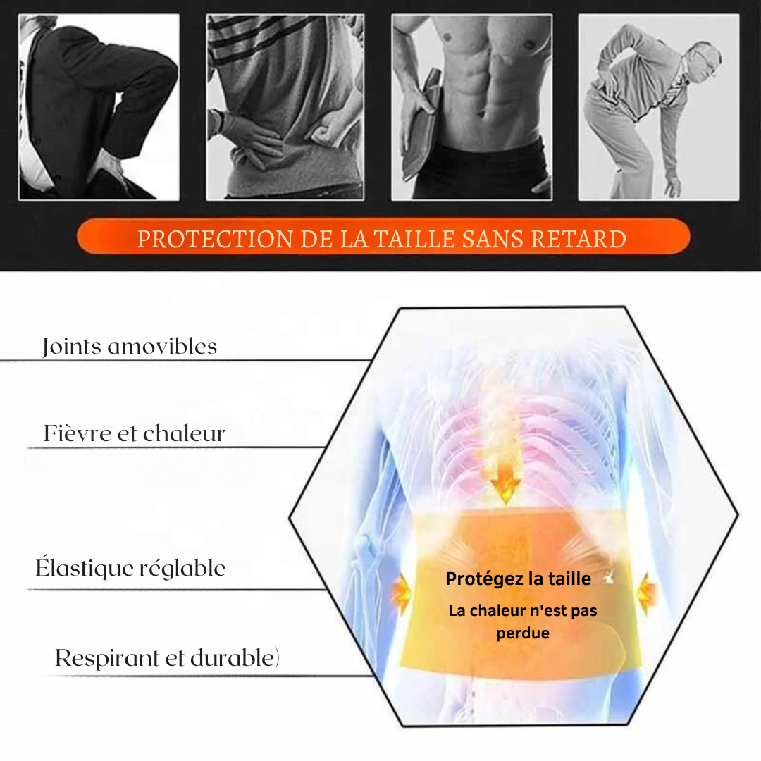 Ceinture de soutien dorsal auto-chauffante réglable à thérapie magnétique