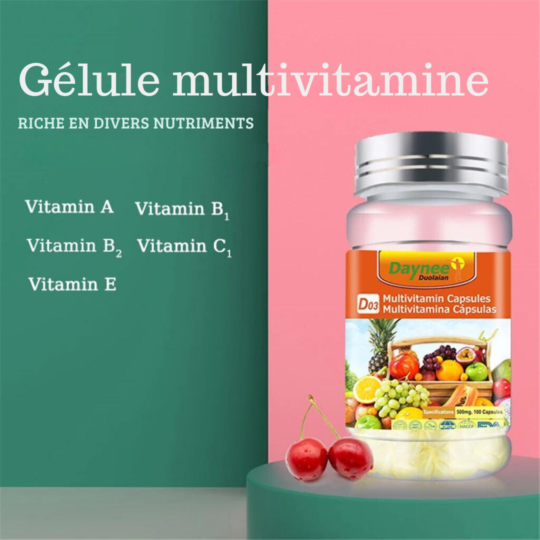 Complément alimentaire : Capsules de multivitamines naturelles diététiques végétaliennes pour stimuler l'immunité