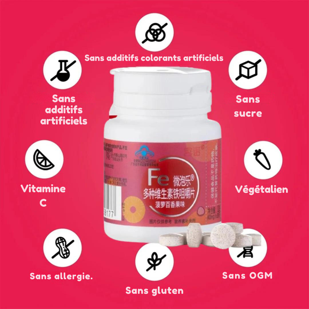 Complément Alimentaire : Multivitaminés en fer contre anémie