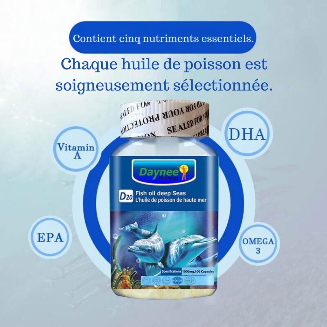 Complément alimentaire : Capsules d'huile de poisson des mers profondes pour cœur