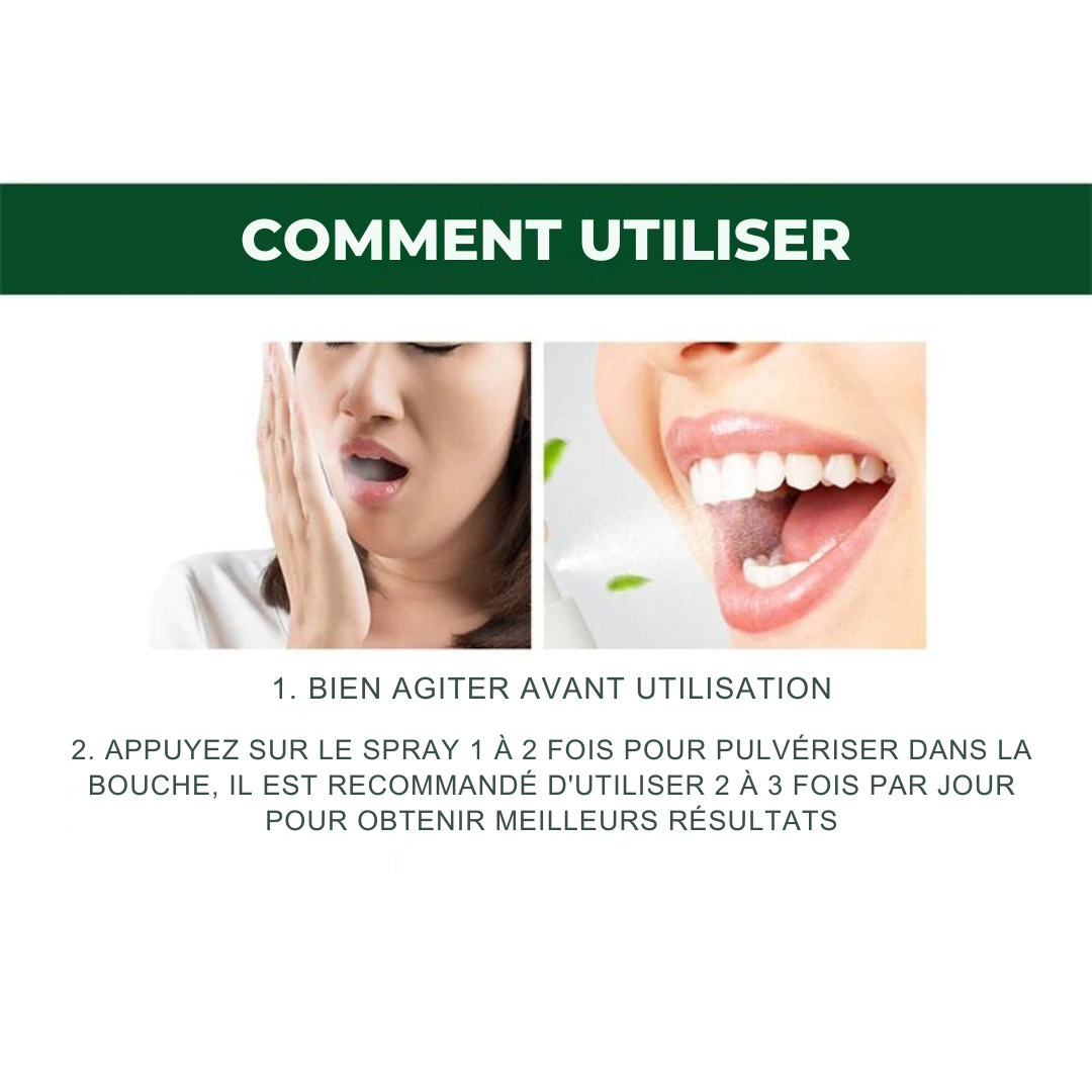 Spray Rafraîchisseur d'Haleine et Soulagement des Maux de Dents