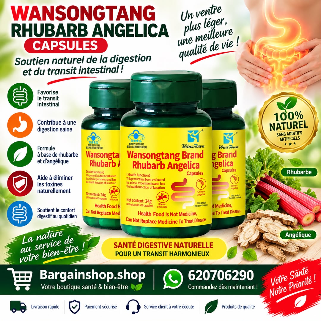 Capsules de Rhubarbe & Angélique – Détox Naturelle du Colon & Santé Digestive
