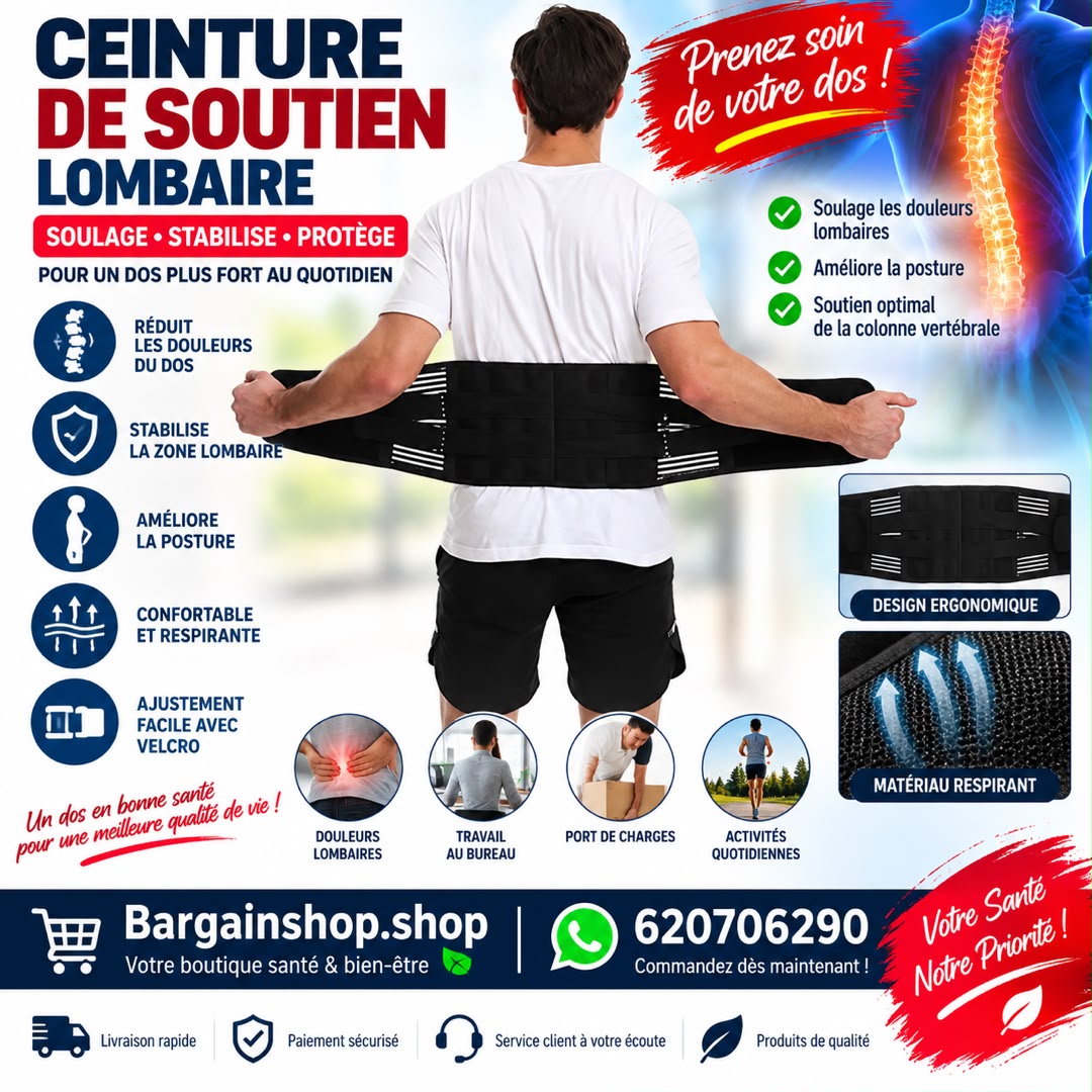 Ceinture lombaire réglable à double traction pour soulager la douleur lombaire