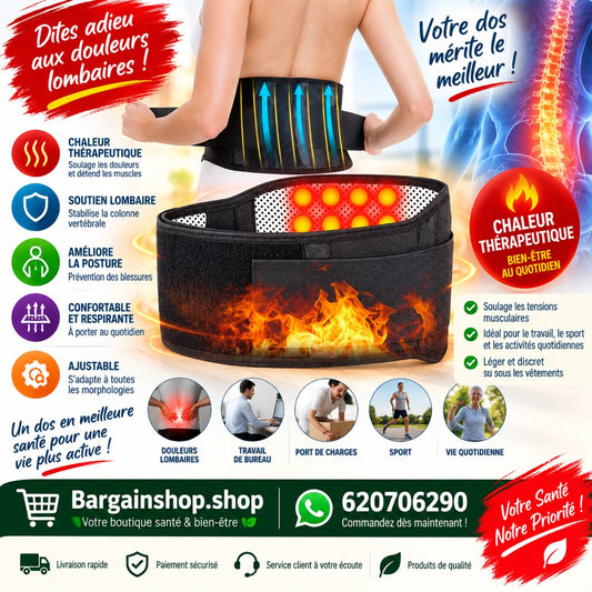 Ceinture de soutien dorsal auto-chauffante réglable à thérapie magnétique