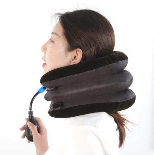 Dispositif de traction cervicale, colonne cervicale gonflable portable