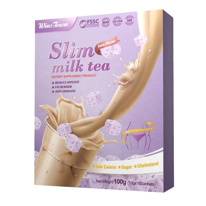 Slim Milk Tea Taro - Poudre de Substitut de Repas pour Perte de Poids et Brûleur de Graisse